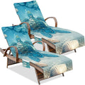 Lounge Chair Towel Covers Sea Turtles 2 Pcs - Quick-Dry Pool Covers