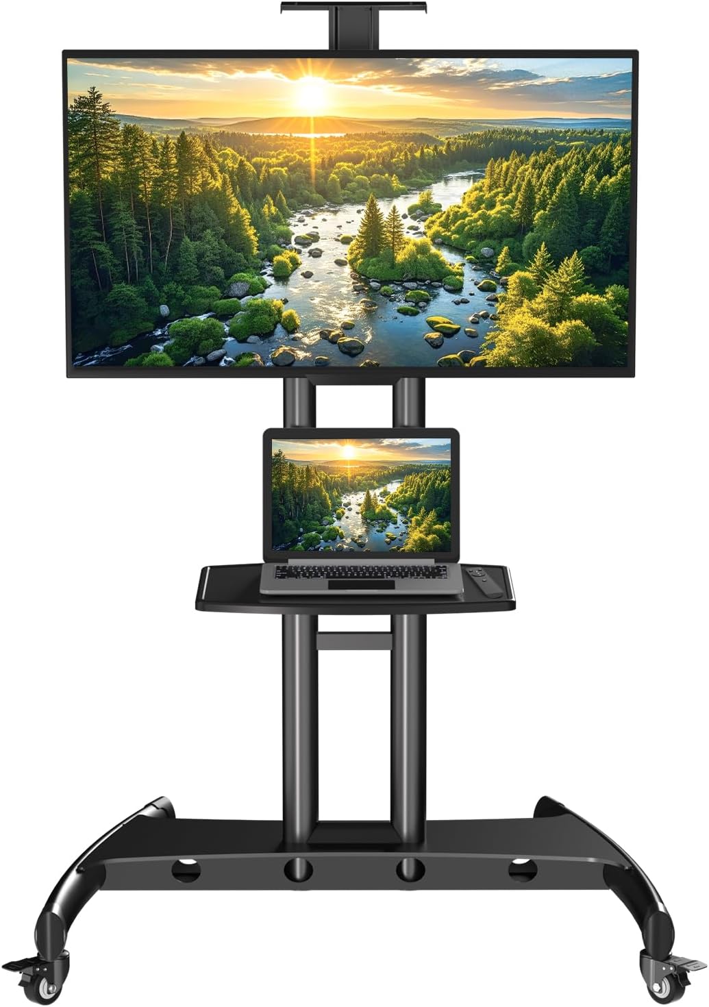 Height-Adjustable Rolling TV Stand, Max 100lbs - Solid & Portable