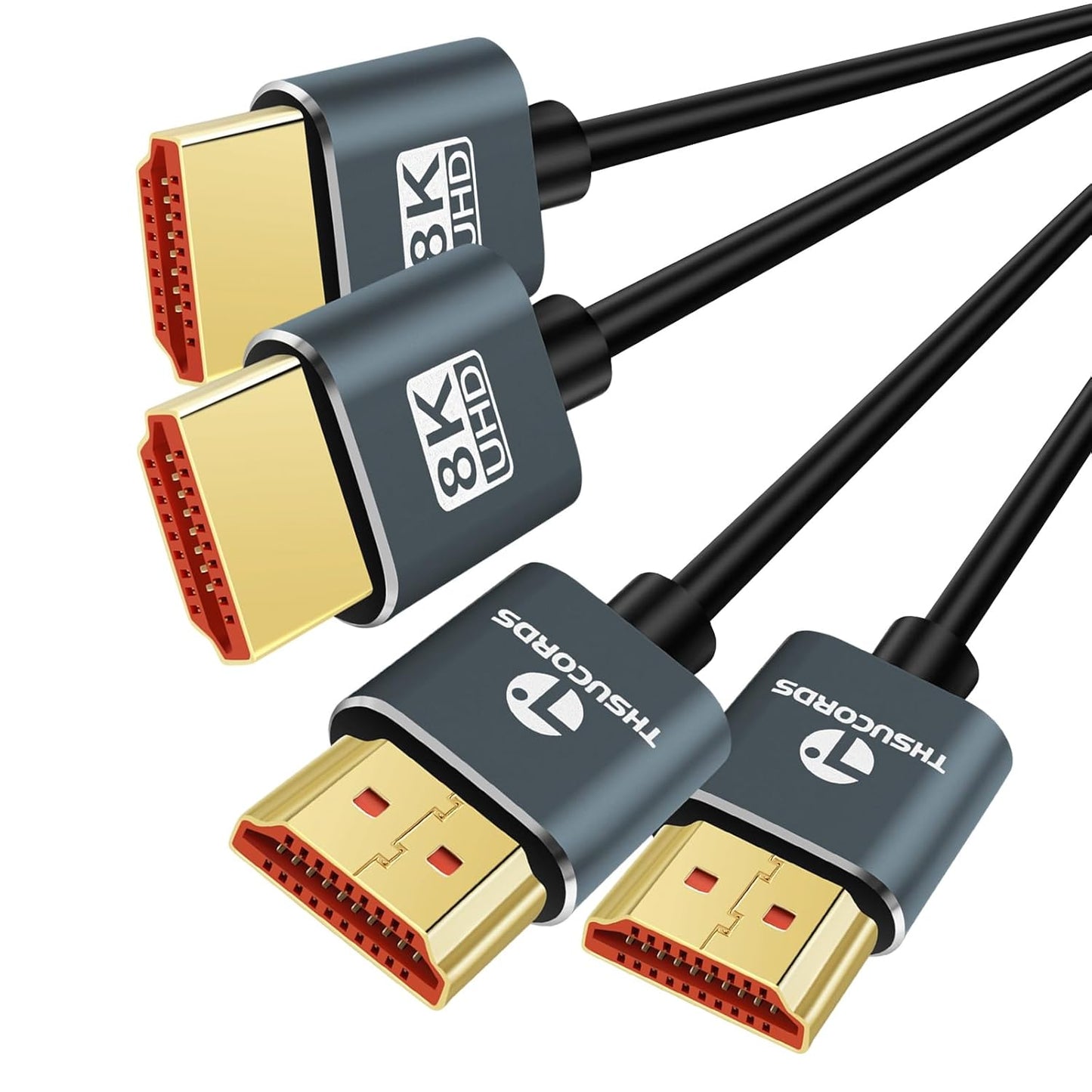 8K 4K HDMI Cables 2 Pack - Ultra Thin & Flexible - Thsucords