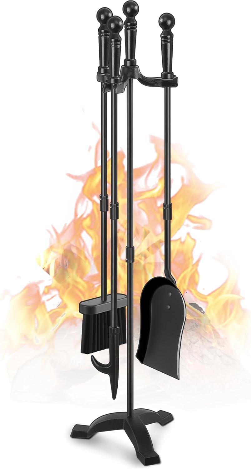 Gtongoko Fireplace Tools Set 4 Pcs for Indoor/Outdoor Use
