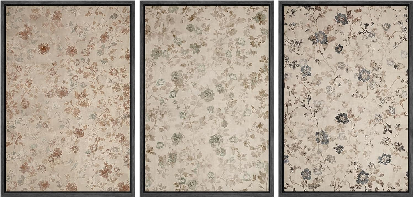 MUDECOR Framed Wall Art Print Set Vintage Floral Botanical Decor