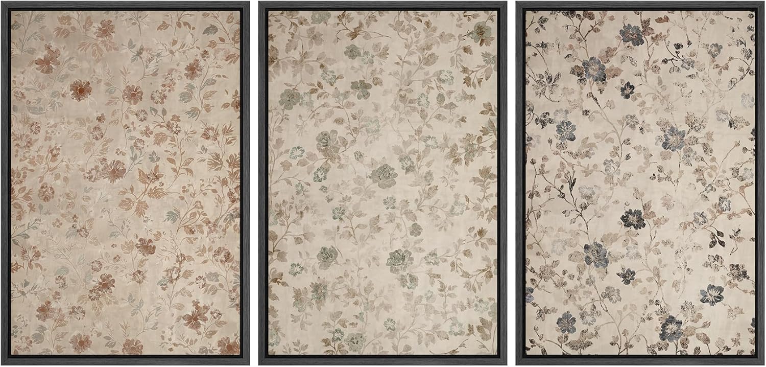 MUDECOR Framed Wall Art Print Set Vintage Floral Botanical Decor