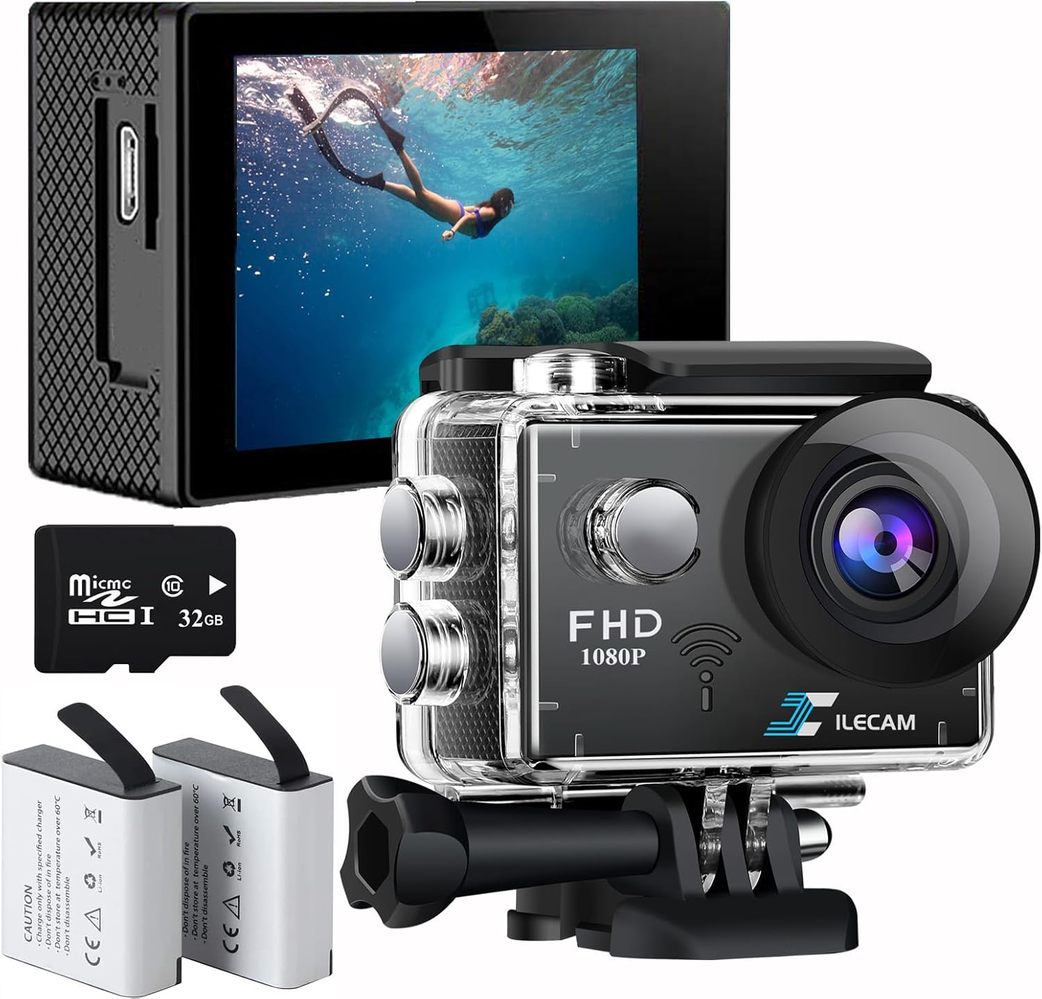 Xilecam 4x Zoom WiFi Sports Camera: Waterproof, Dual Batteries