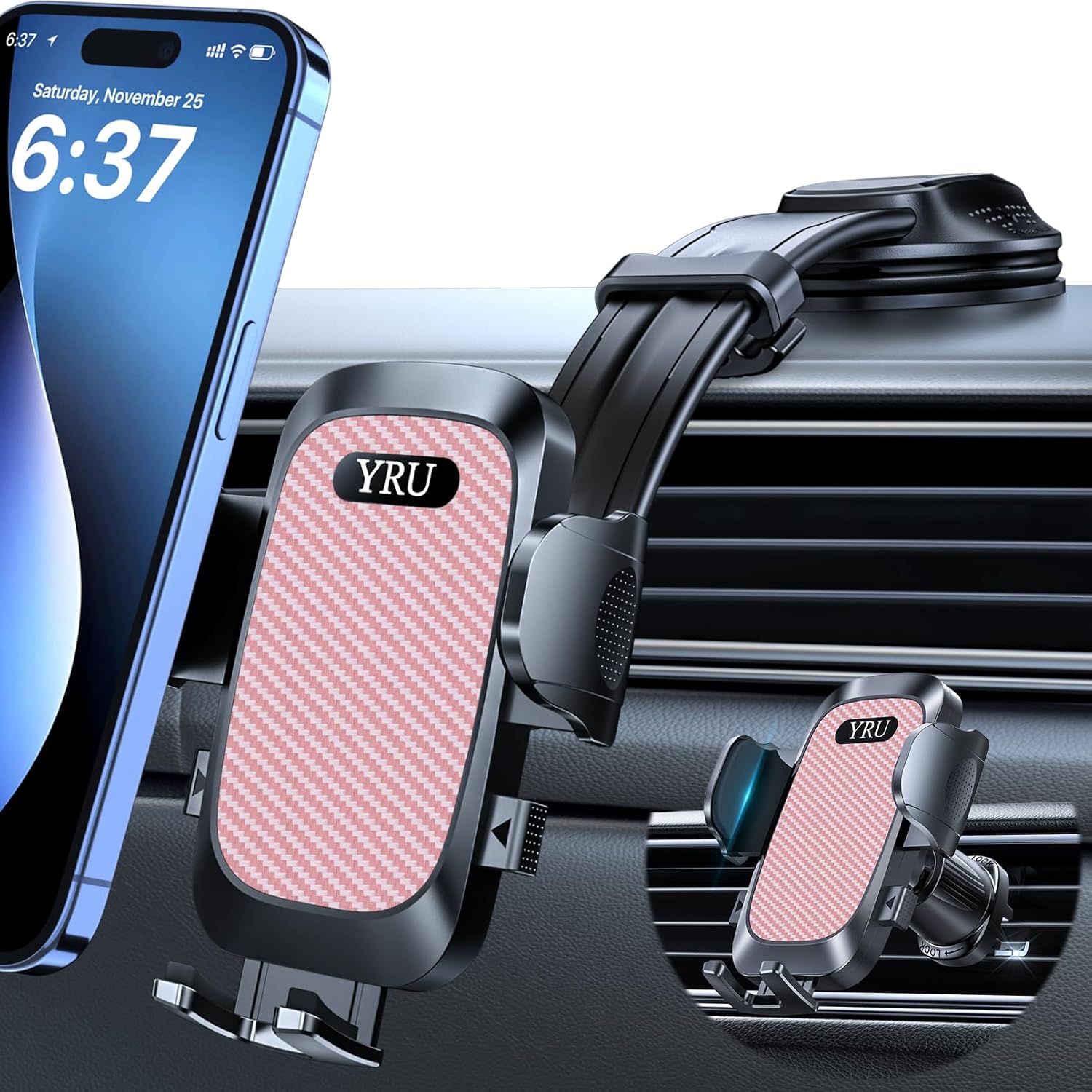 YRU 2025 Ultimate Car Phone Holder with Bendable Arm for Safety