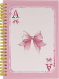 Pink Bow Ace Card Coquette Notebook Journal - Preppy Pink Spiral