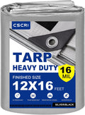 16Mil 12x16 Tarp Silver/Black Heavy Duty Waterproof Cover