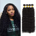 12A Human Hair Deep Wave Bundles 16 18 20 22 in - Natural Deep Curly