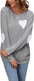 Cute Heart Pattern Crewneck Sweater - Cozy Casual Pullover