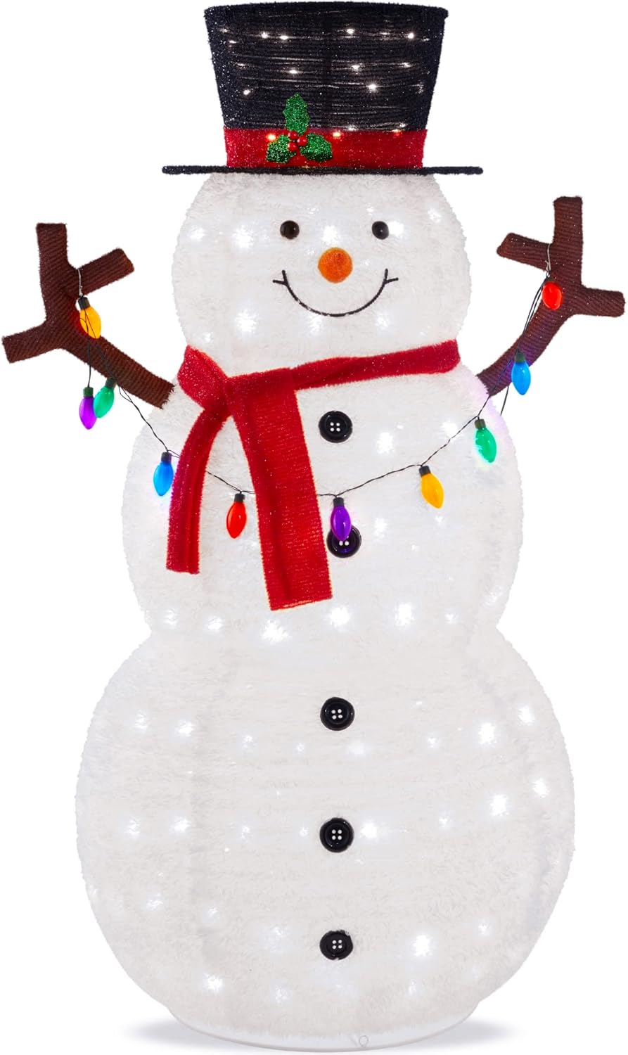 Large Lighted Pop-Up Snowman with 350 LED Lights for Holidays