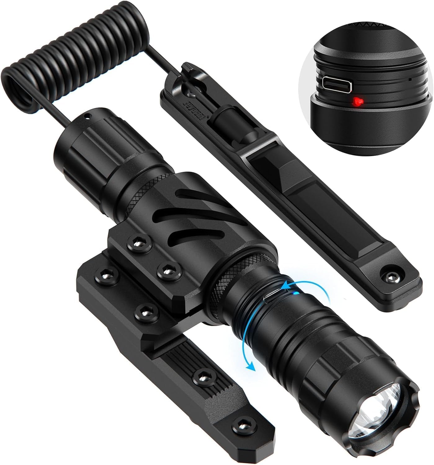 Feyachi 1500 Lumen Tactical Flashlight with 4 Modes and Mount