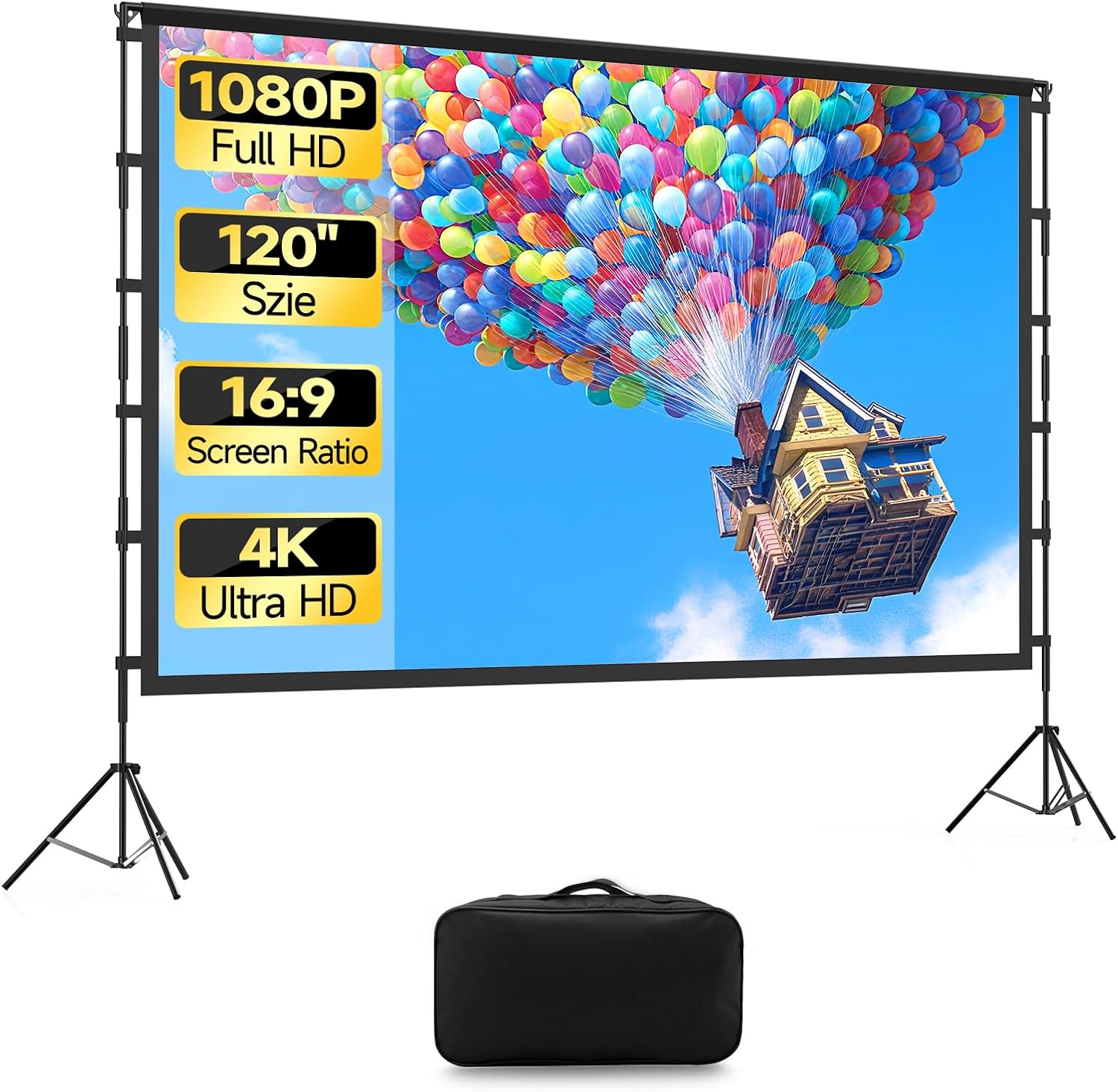 KSAN 120 inch Projection Screen with Stand for Outdoor Movies