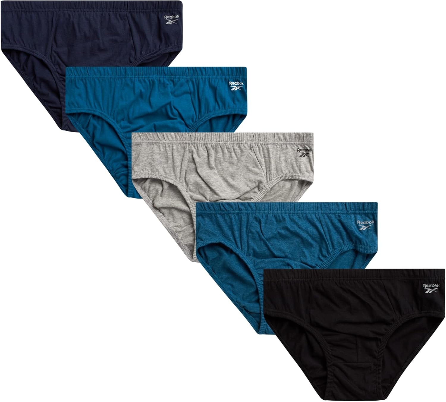 Reebok Men's Briefs 5 Pack Soft Stretch Low Rise Comfort