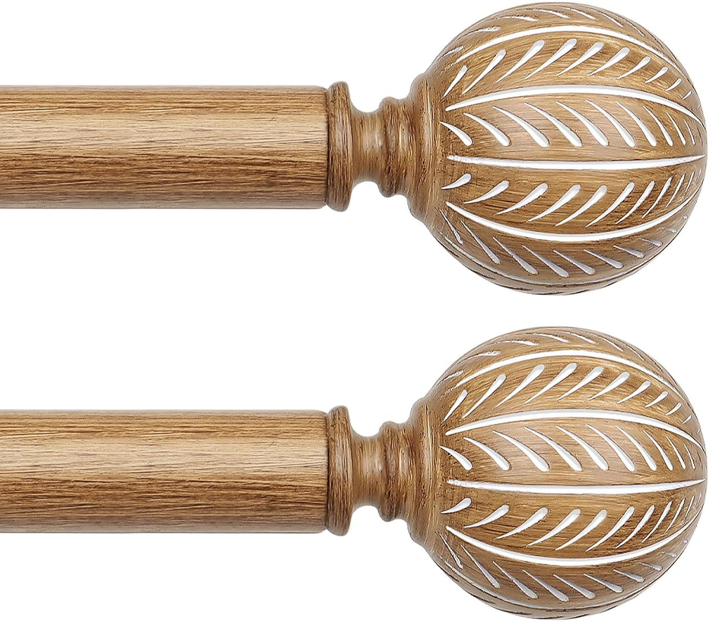 KAMANINA Adjustable Wood Curtain Rods for Windows 32 to 58 Inch