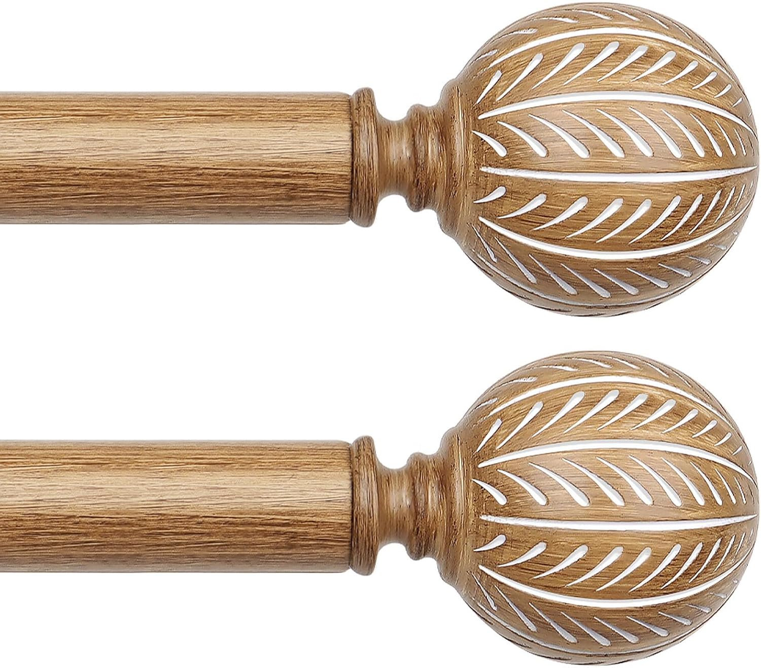 KAMANINA Adjustable Wood Curtain Rods for Windows 32 to 58 Inch