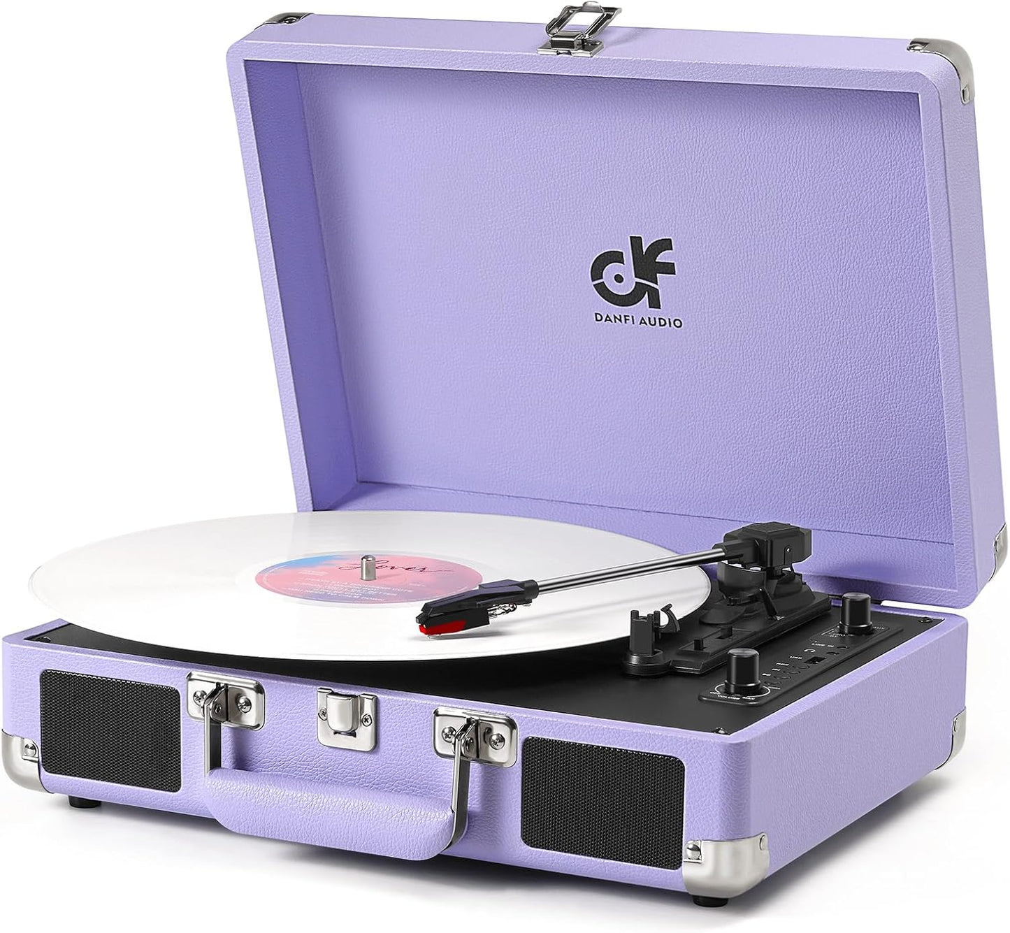 Audio Purple Bluetooth Vinyl Record Player with Dual Speakers