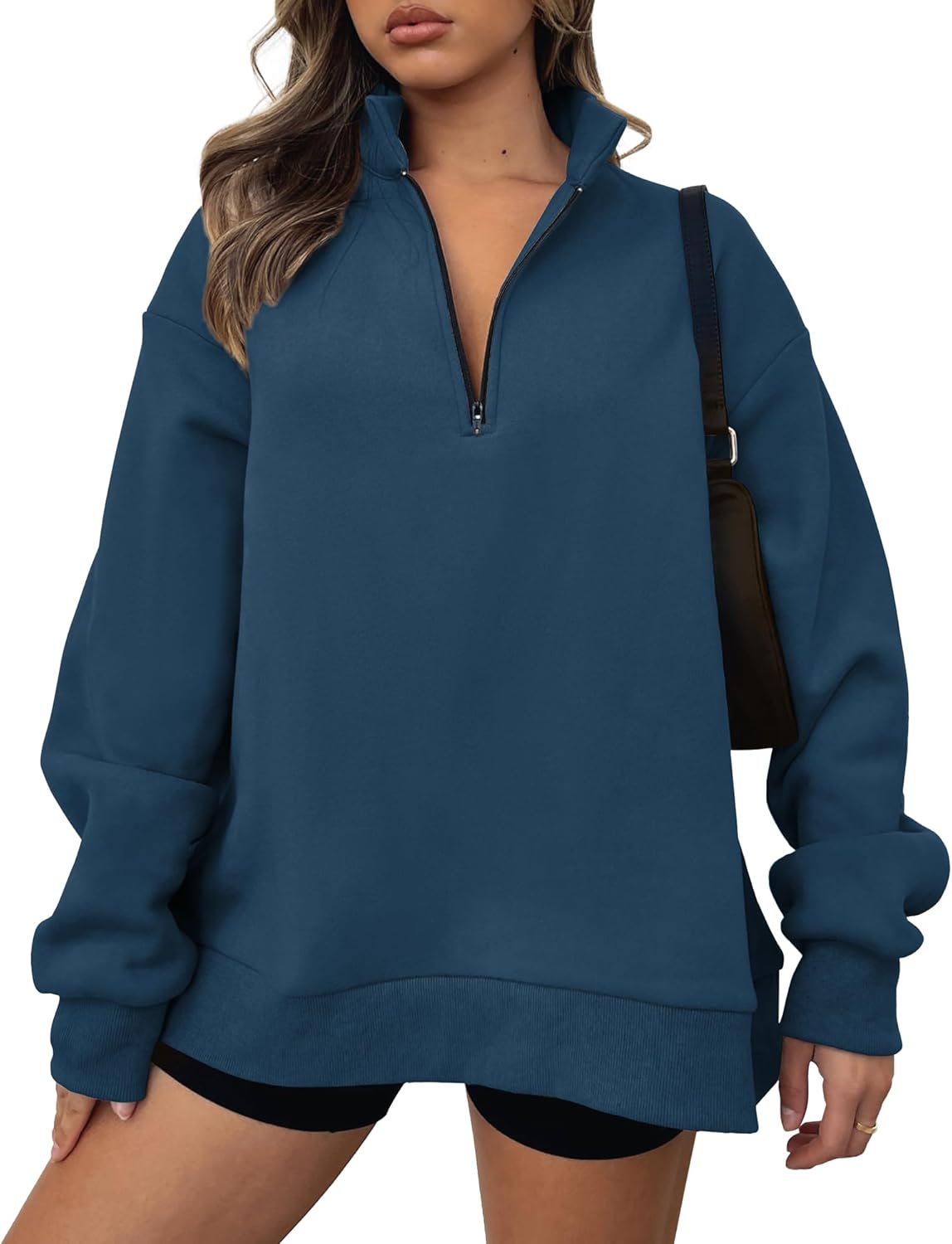 BTFBM Women's Quarter Zip Sweatshirt for Casual Fall Style