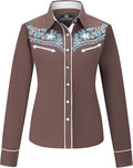 SALVAJE OESTE Women's Embroidered Western Cowboy Snap Shirt - Classic