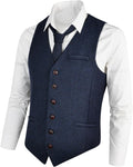 VOBOOM Men's Slim Fit Herringbone Tweed Suits Vest for Style
