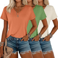3 Pack Women's V Neck T-Shirts - Loose Fit Summer Basics