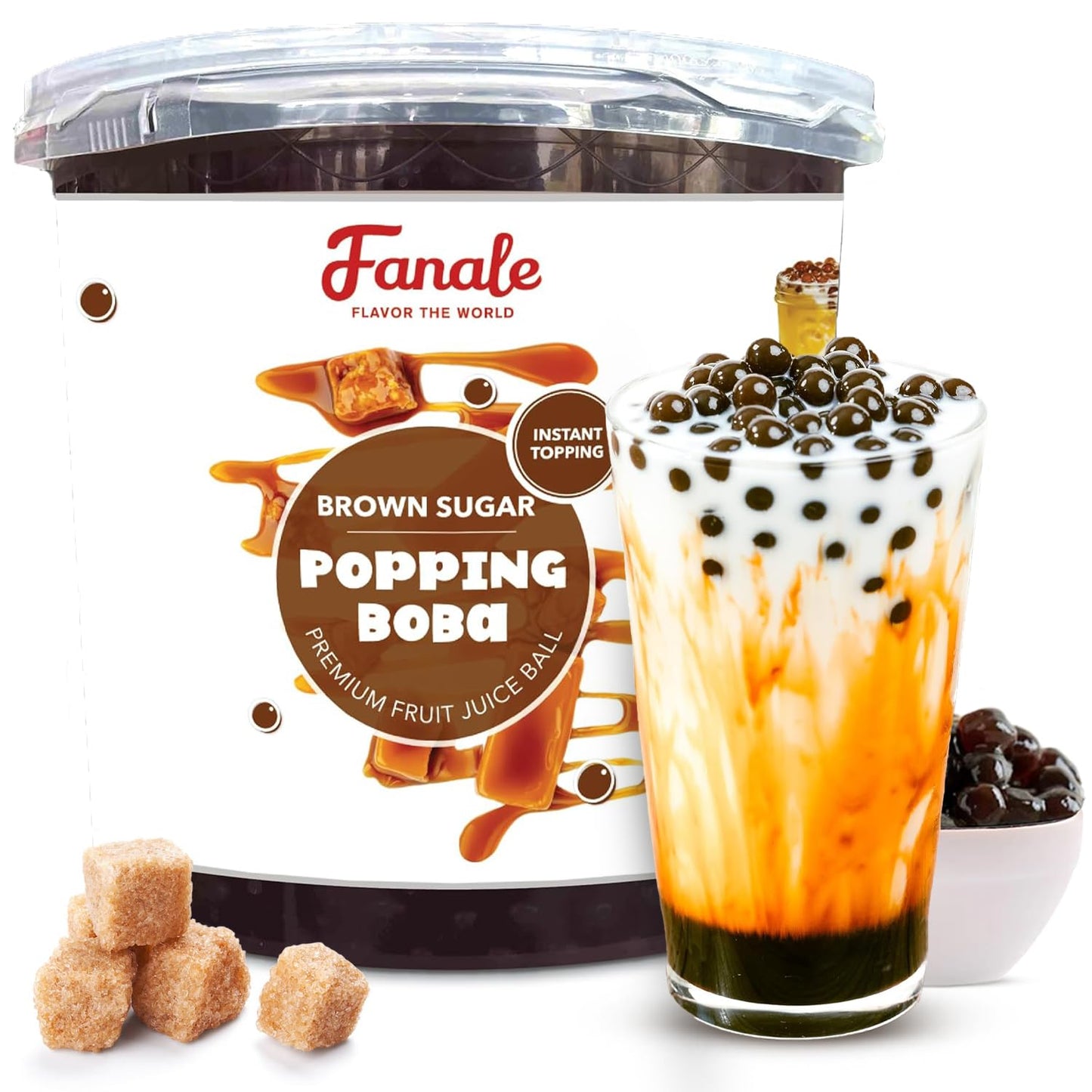 Fanale Brown Sugar Popping Boba Pearls for Delicious Drinks
