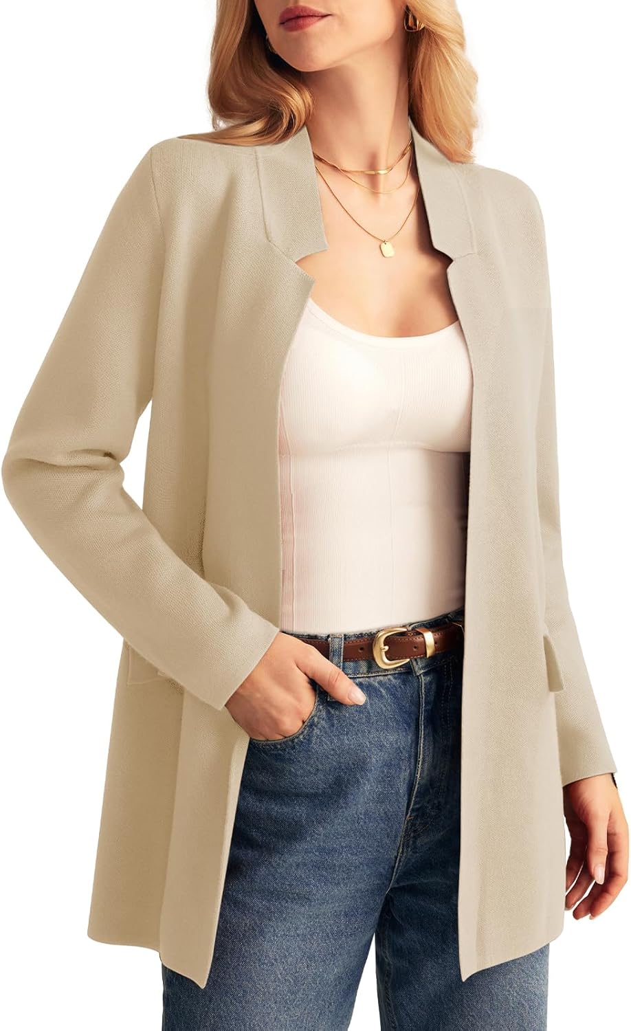 Stylish Long Sleeve Open Front Knit Cardigan for Women