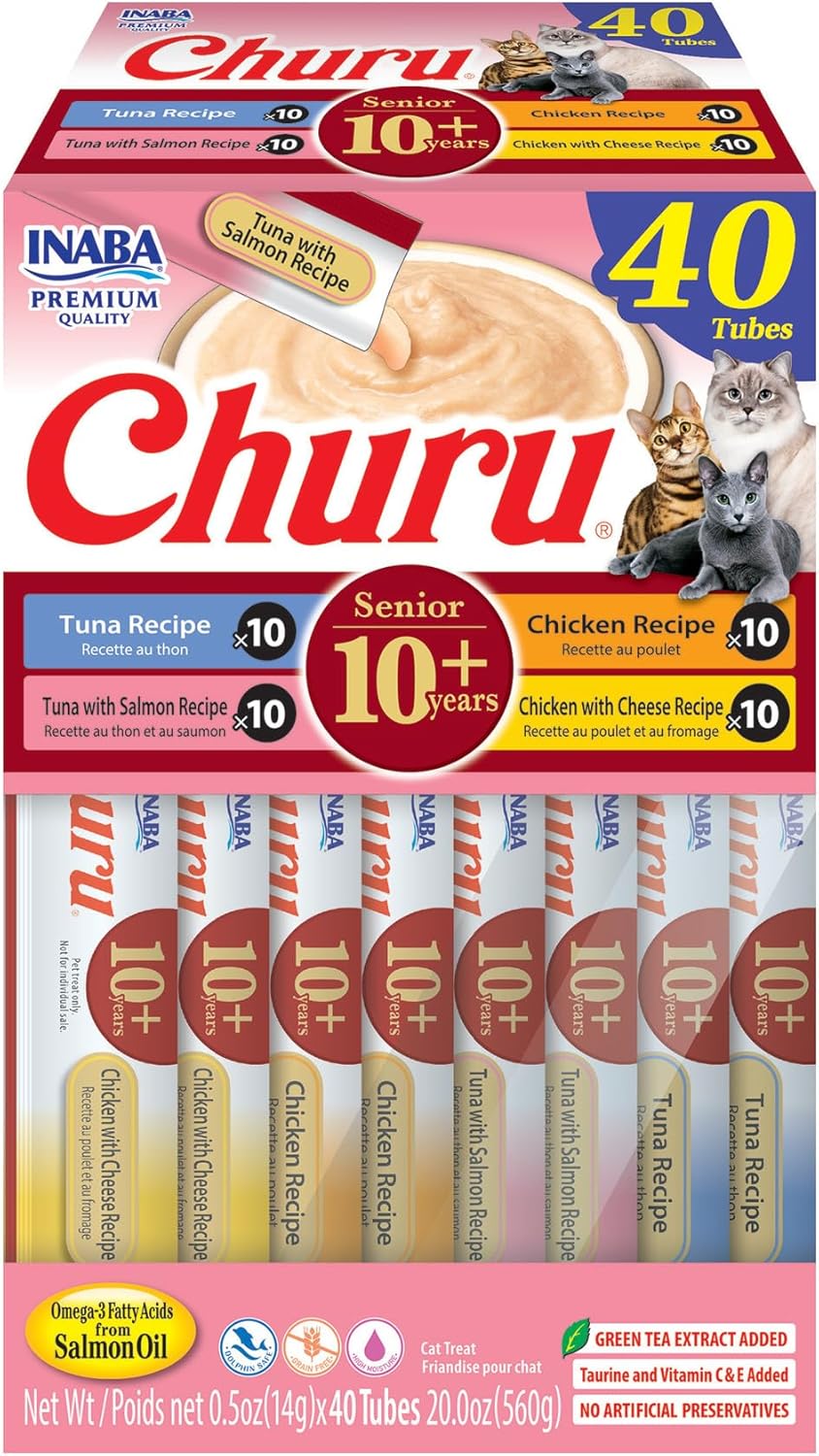 INABA Churu for Senior Cats - Creamy Lickable Treats 40 Tubes