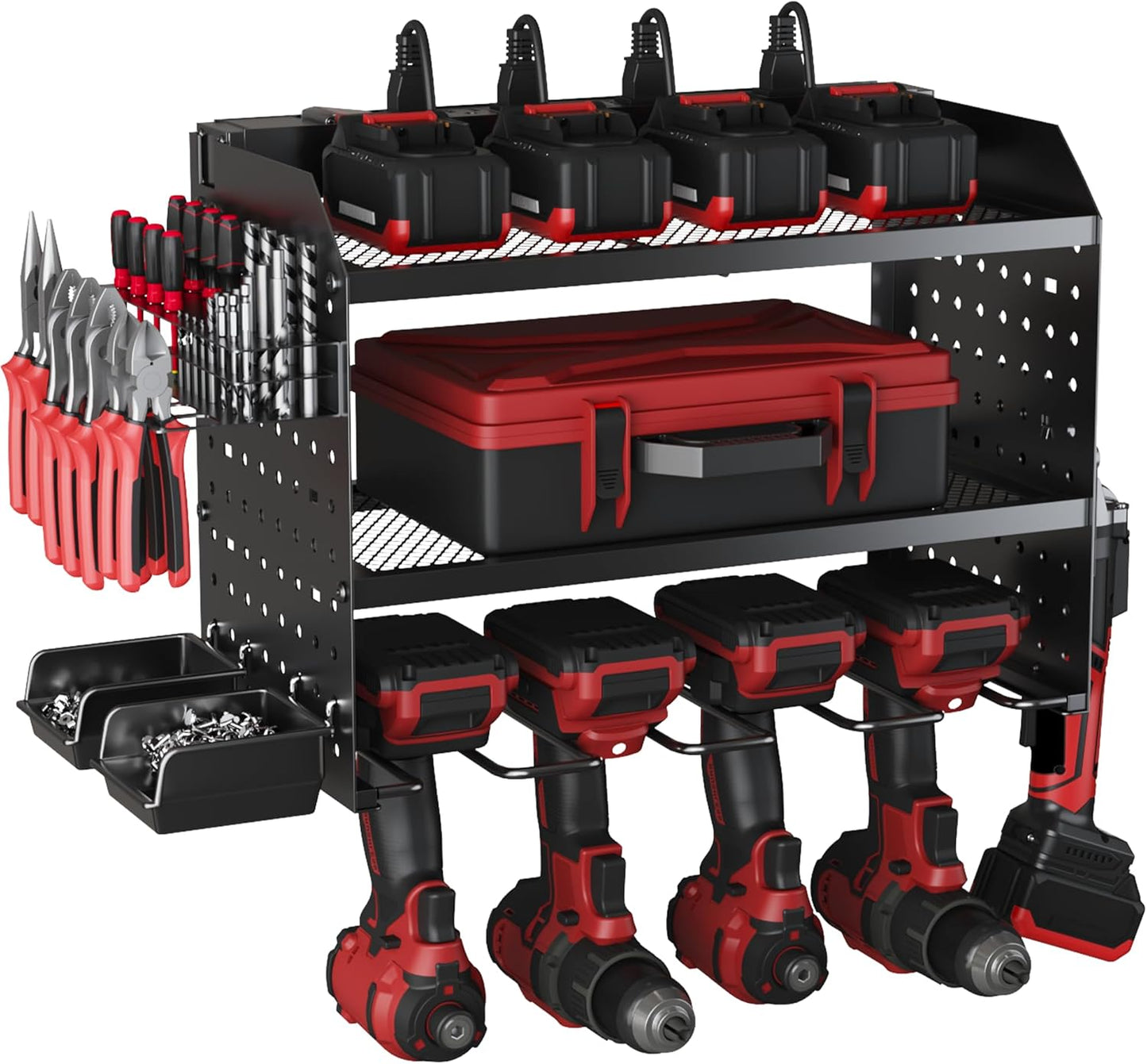 Efficient Drill Organizer & Charger - Garage Must-Have