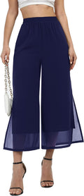 Women's Split Wide Leg Palazzo Capris - Sheer Double Layer Comfort