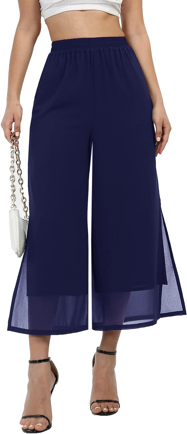 Women's Summer Capris Wide Leg Palazzo Pants for Casual Style