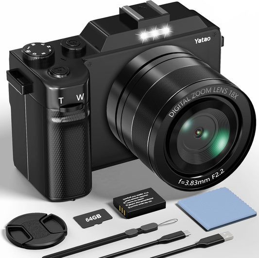Yatao Digital Camera with 64MP and 5K Video for Vlogging