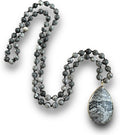 Long Genuine Stone Beads Necklace for Woman - Hand Knotted 34in