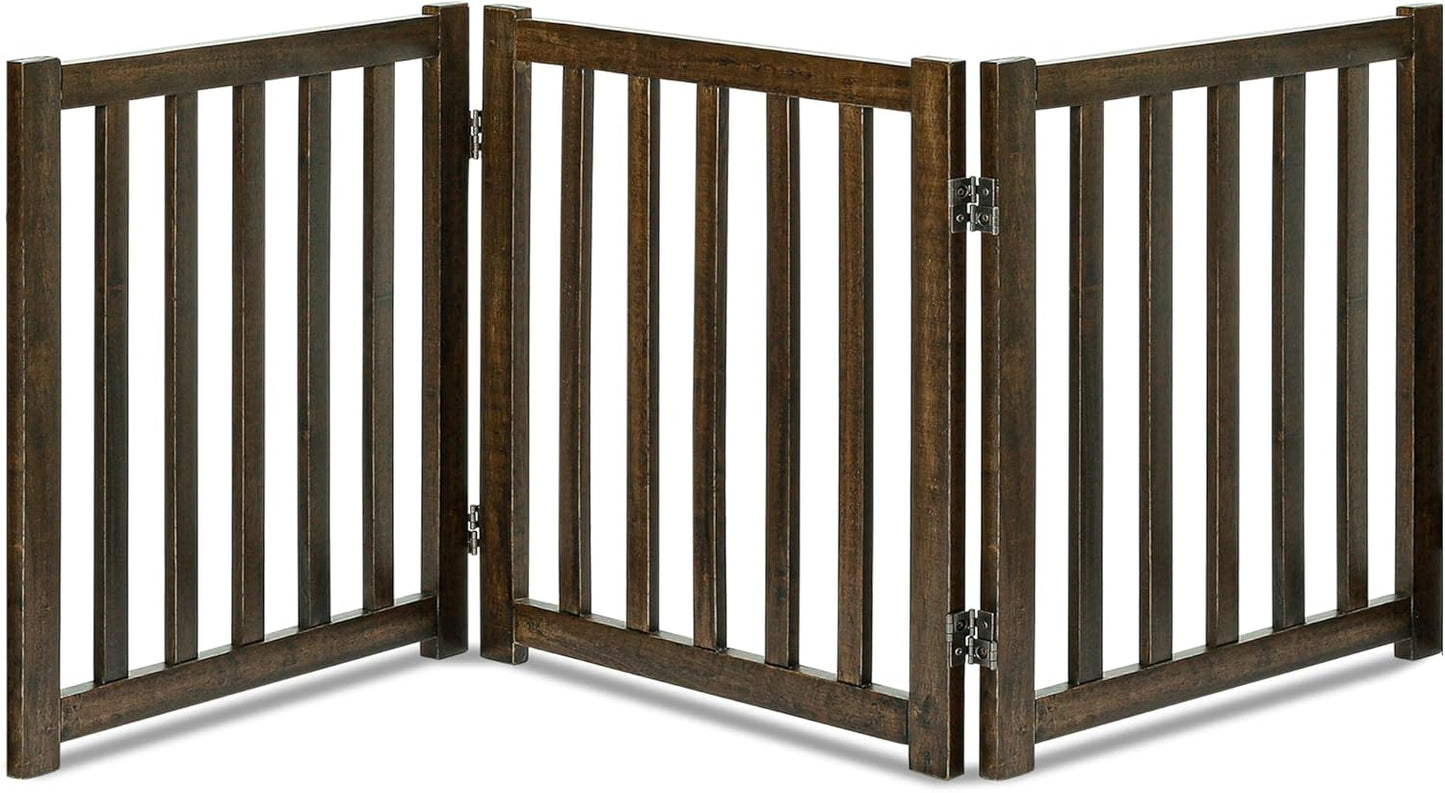 LZRS 3-Panel Wooden Foldable Dog Gate for Indoor Use