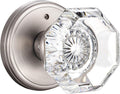 Crystal Glass Door Knobs Interior with Privacy Lock - Satin Nickel