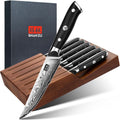 SHAN ZU Steak Knife Set with Block - Japanese High Carbon Steel