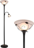 Torchiere Floor Lamp with Side Reading Light - 71in Antique Bronze