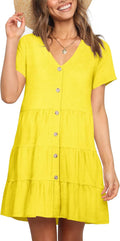Nova In Sky Women's Summer Button Down Swing Dress - Flowy