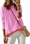 Dokotoo Women's Striped Color Block Crewneck Sweater - Casual Chic