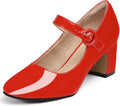Mary Jane Pumps Closed Toe Low Chunky Block Heels (Style JZ7S)