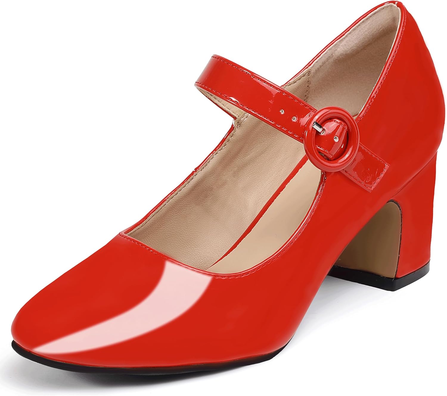 IDIFU Mary Jane Pumps Closed Toe Chunky Block Dress Shoes