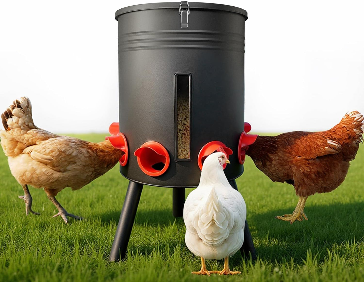 KOL 50 LB Large Free Standing Chicken Feeder for Poultry Use