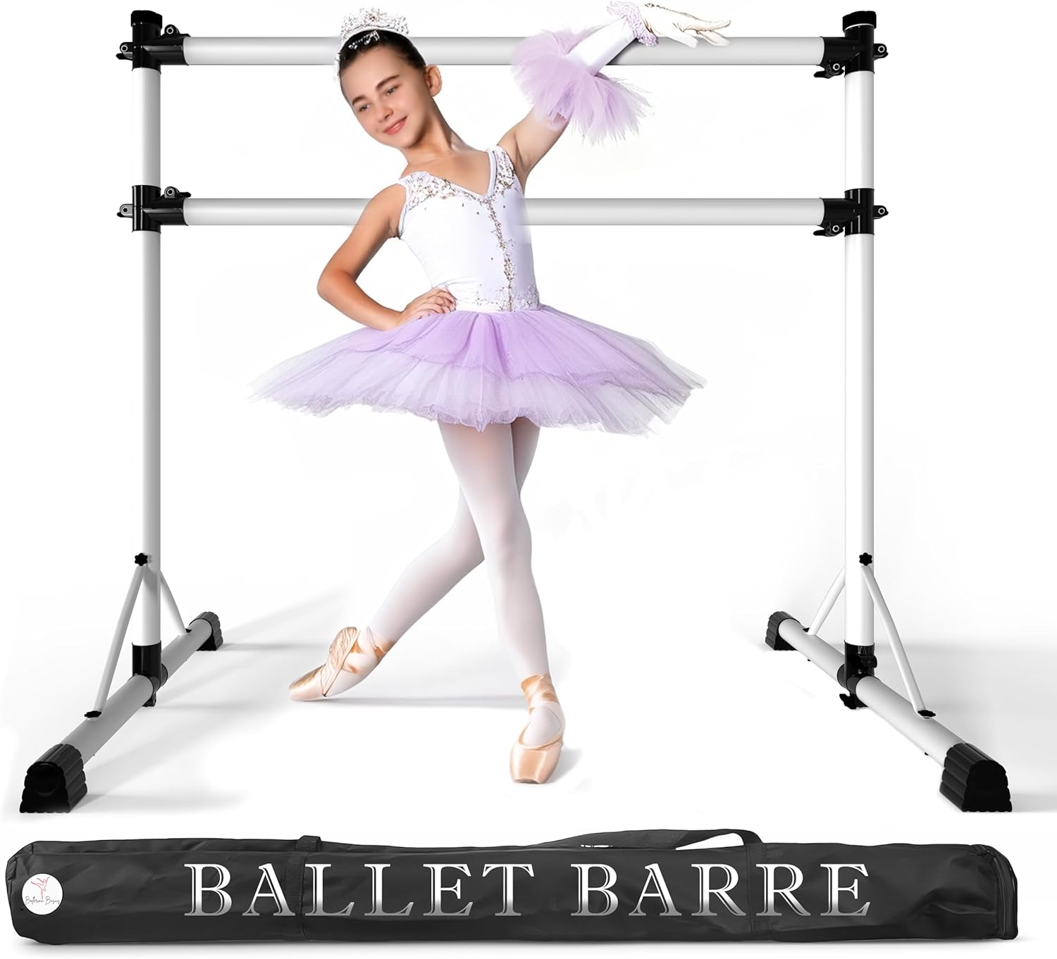 4 Ft Adjustable Portable Steel Ballet Barre with Carry Bag and Guide