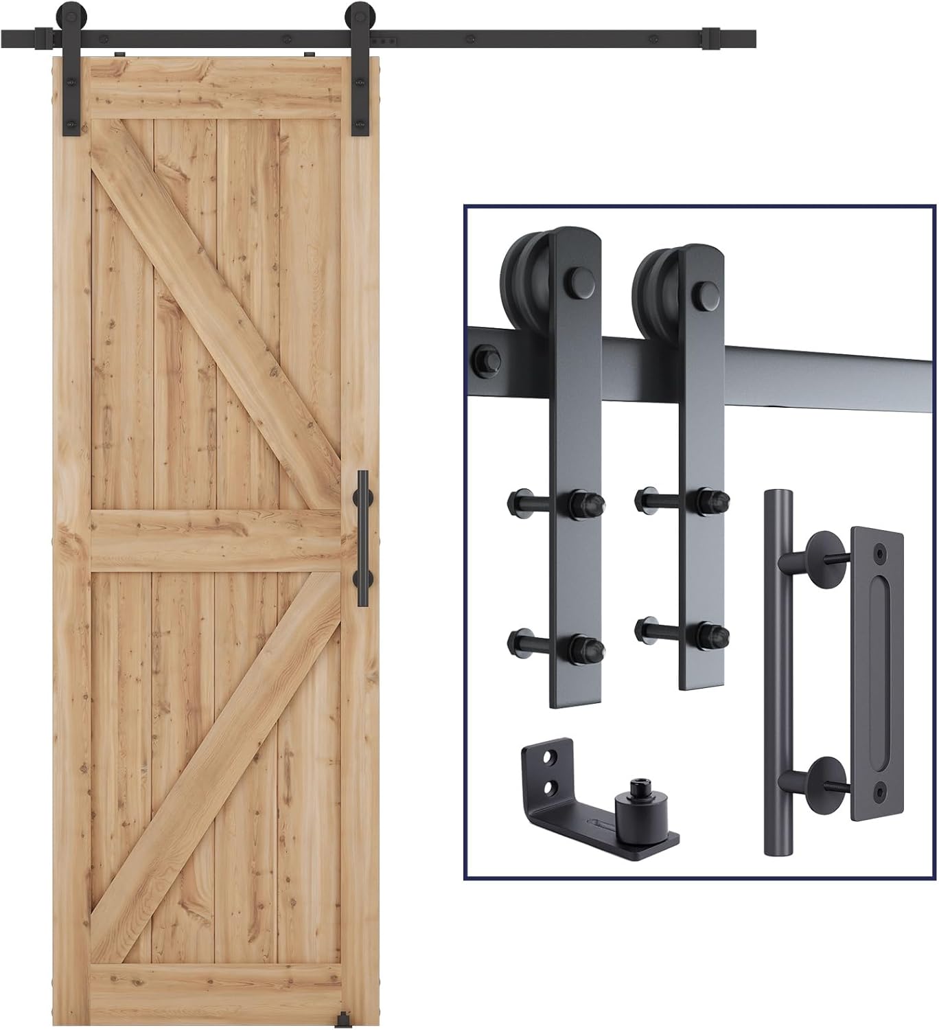 SMARTSTANDARD 5.5 FT Heavy Duty Sliding Barn Door Hardware Kit