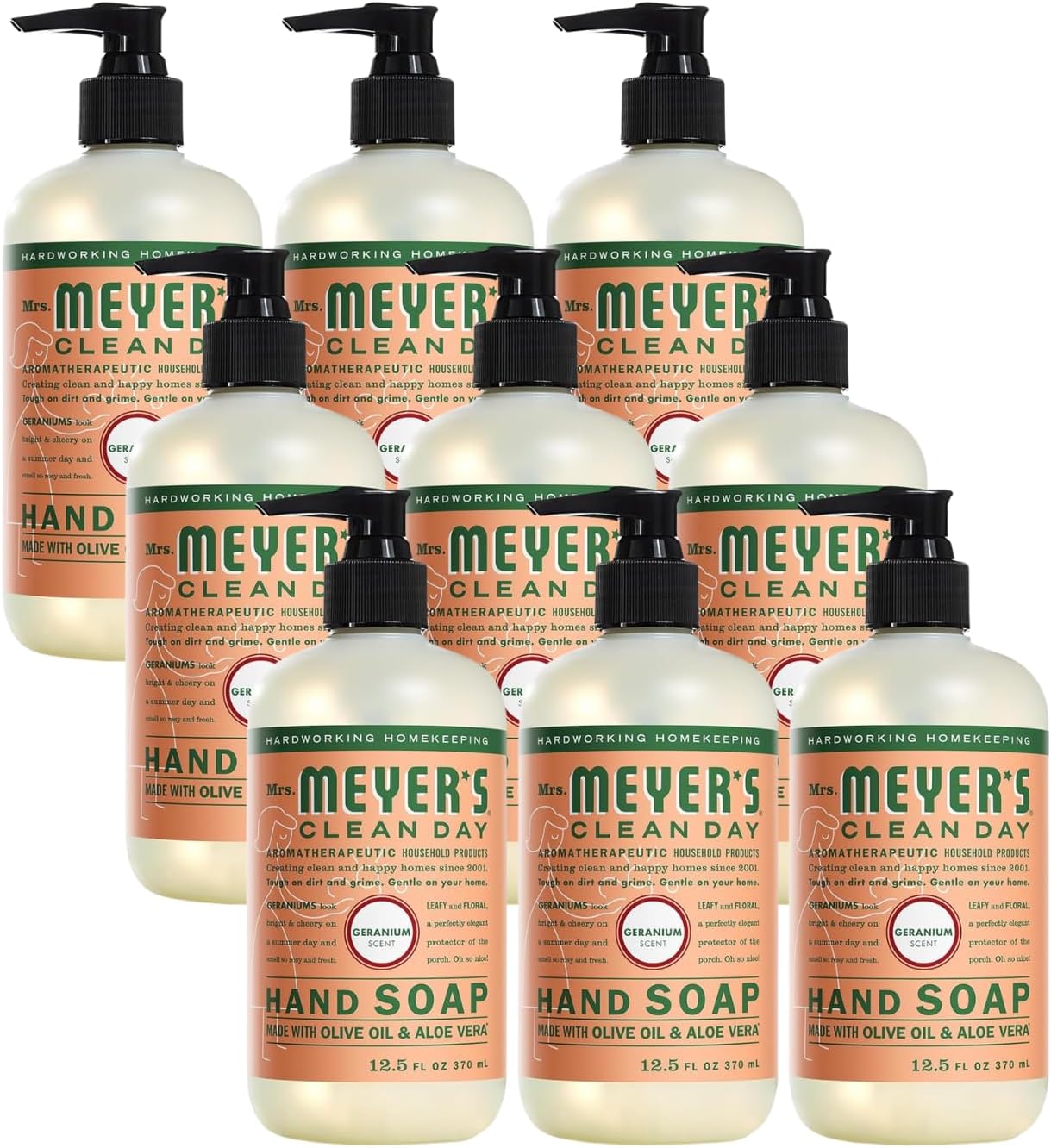 MRS. MEYER'S CLEAN DAY Geranium Liquid Hand Soap Pack of 9