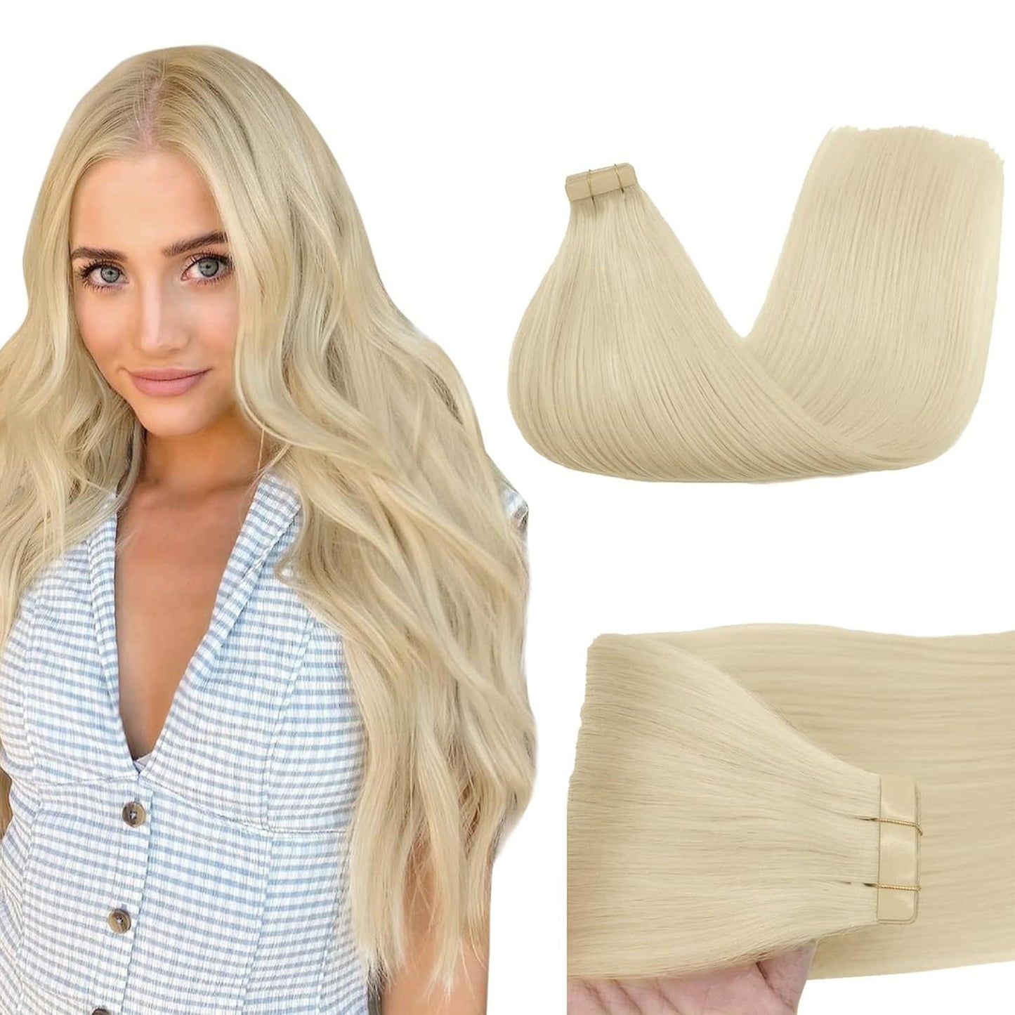 GOO GOO Tape in Hair Extensions for Stunning Platinum Blonde Look