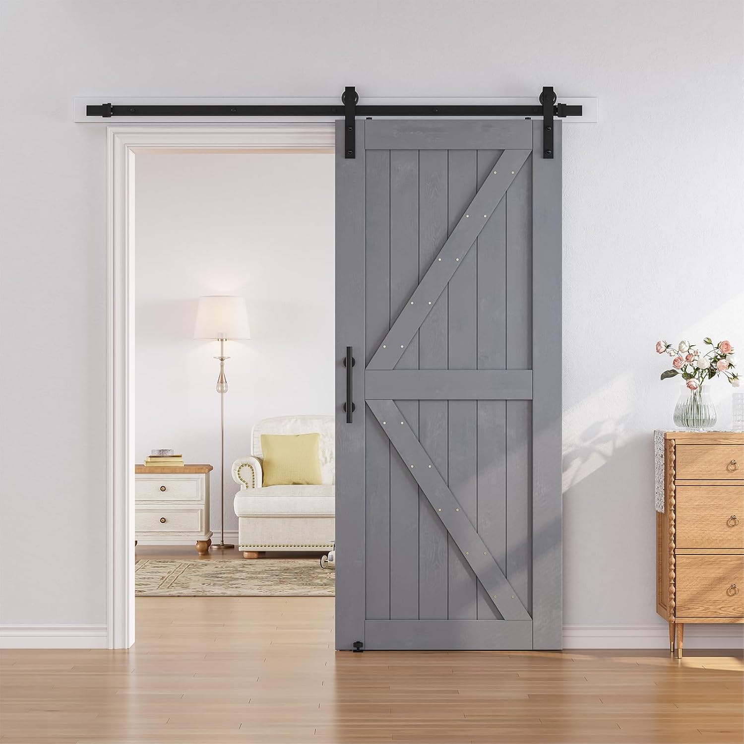 SMARTSTANDARD 36in x 84in Sliding Barn Door with Hardware Kit