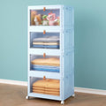 23 QT 4-Tier Stackable Plastic Storage Bins with Wheels - Blue