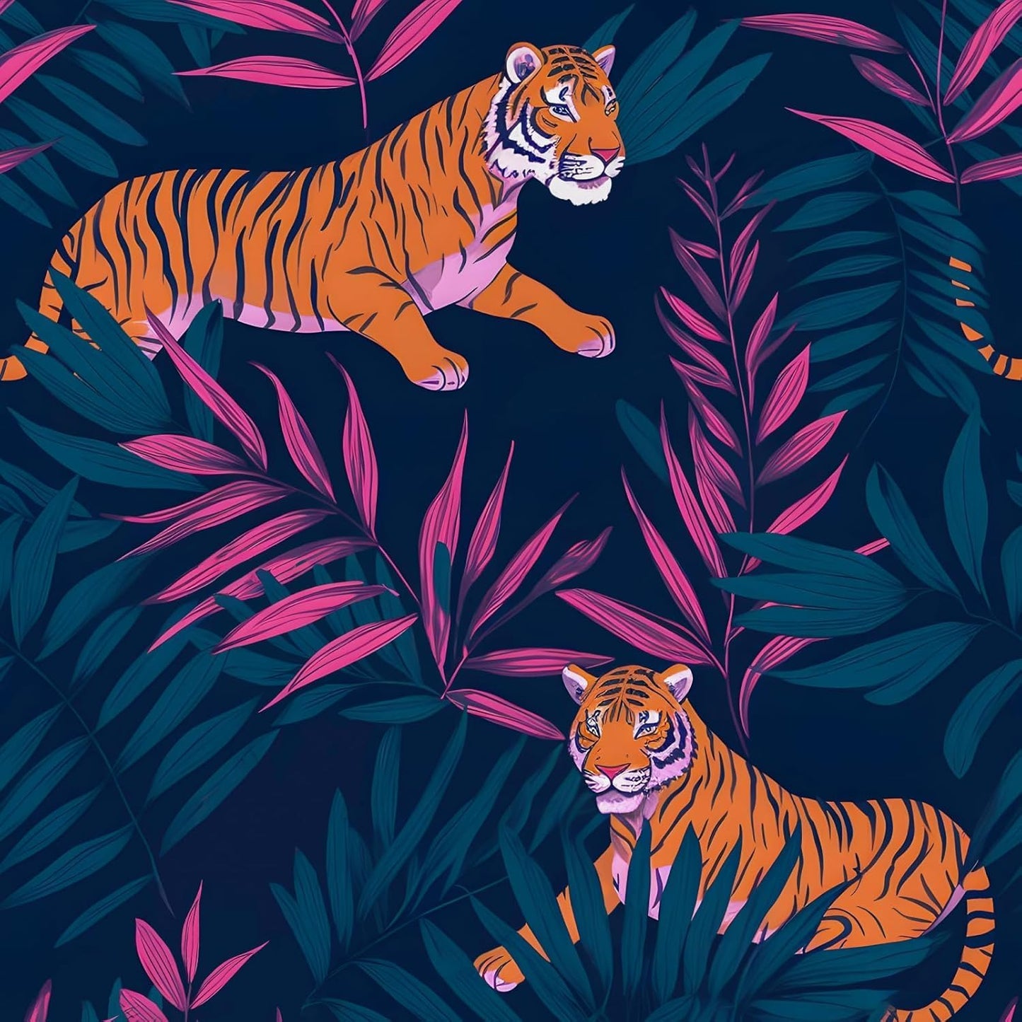 Blue Tiger Wallpaper Peel and Stick for Jungle Themed Decor