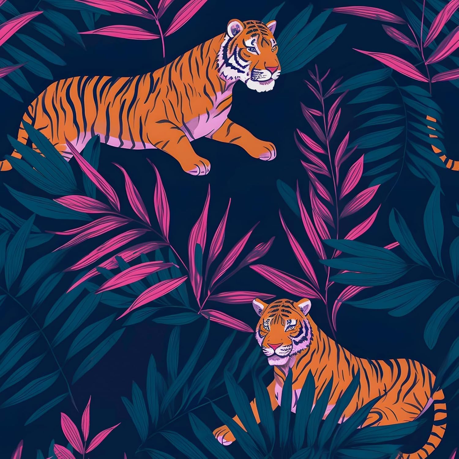 Blue Tiger Wallpaper Peel and Stick for Jungle Themed Decor