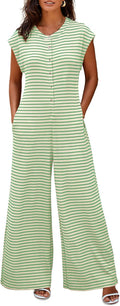 Cicy Bell Womens Casual Striped Jumpsuits - Comfortable Summer Wide