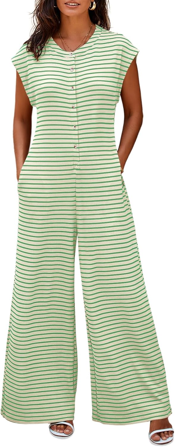 Casual Striped Jumpsuits for Women - Summer Beach Outfit
